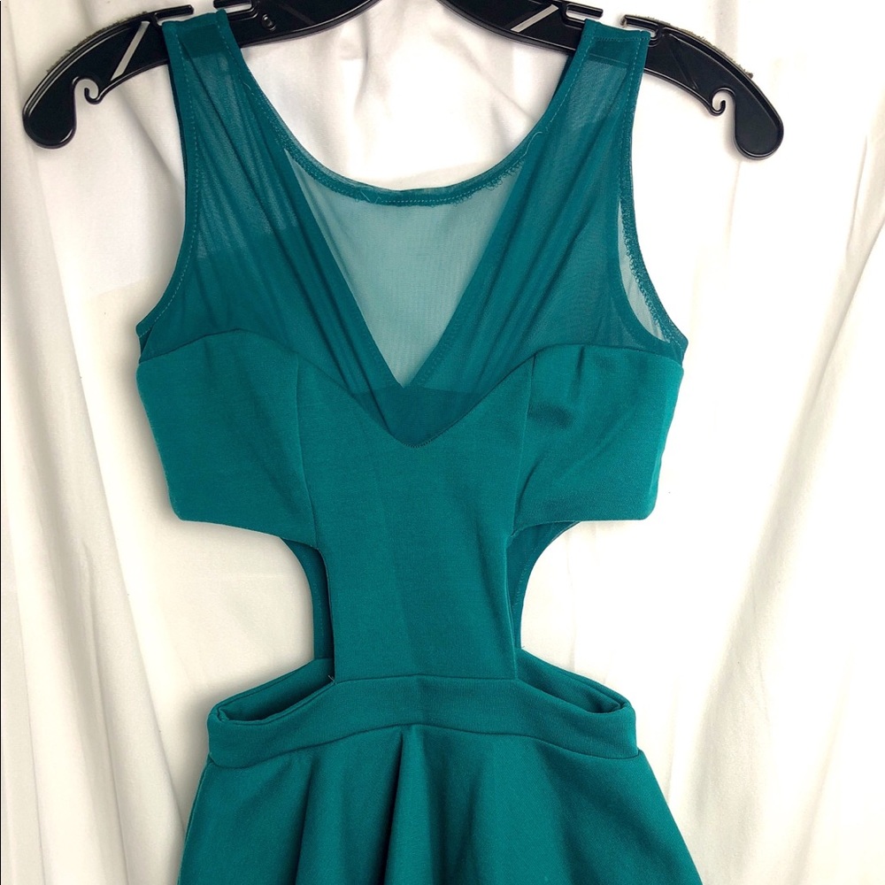NWT Oh My Love Side Cut Out Aqua dress